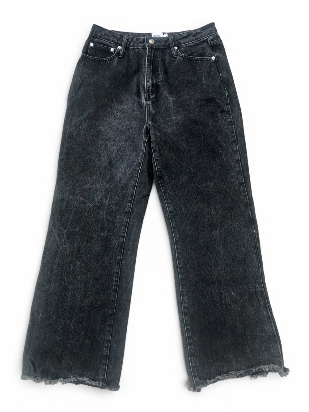 PRINCESS POLLY Wide-Leg Jeans Raw Hems High Waist 100% Cotton